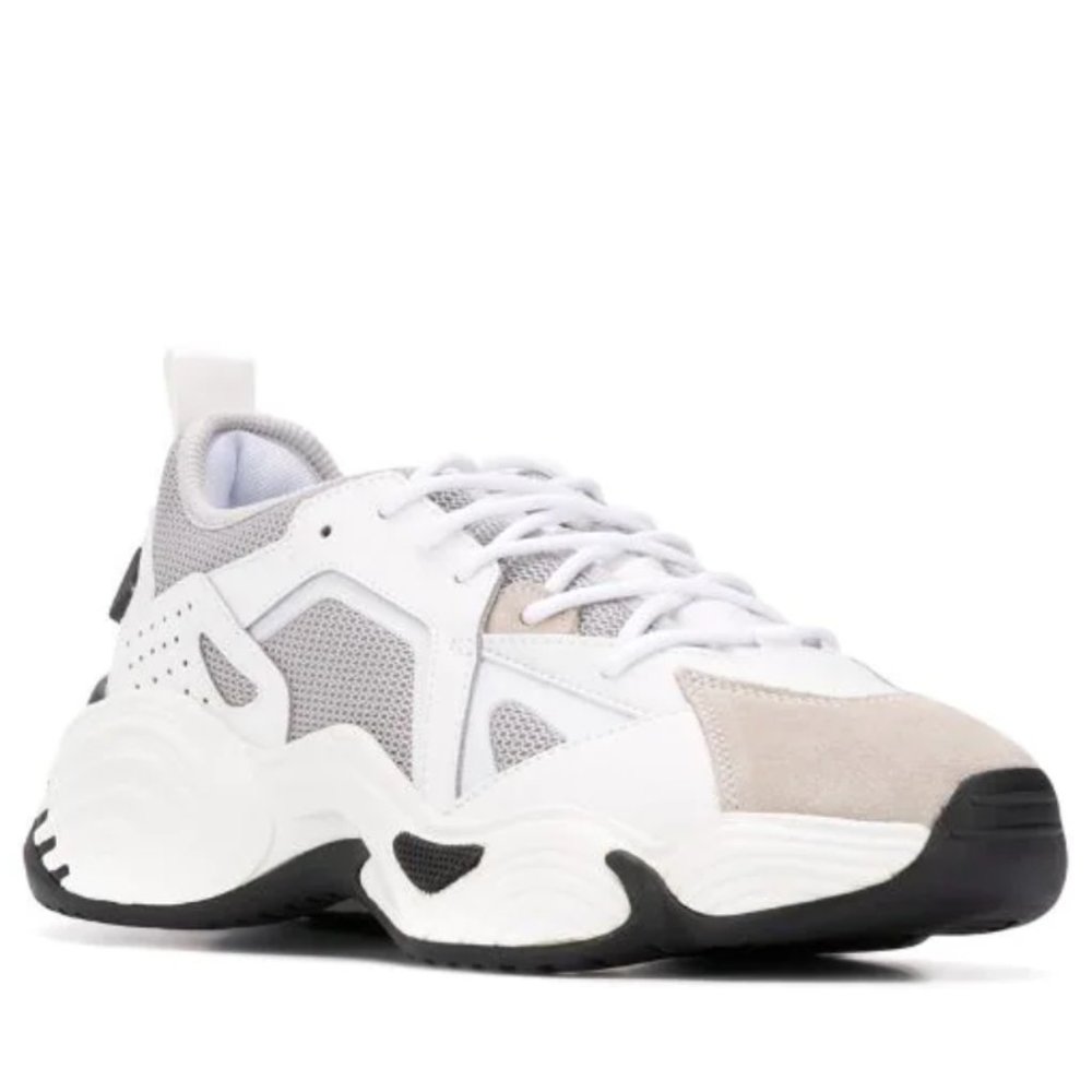 Emporio Armani Men's White Gray Mesh Suede Chunky Sneaker
